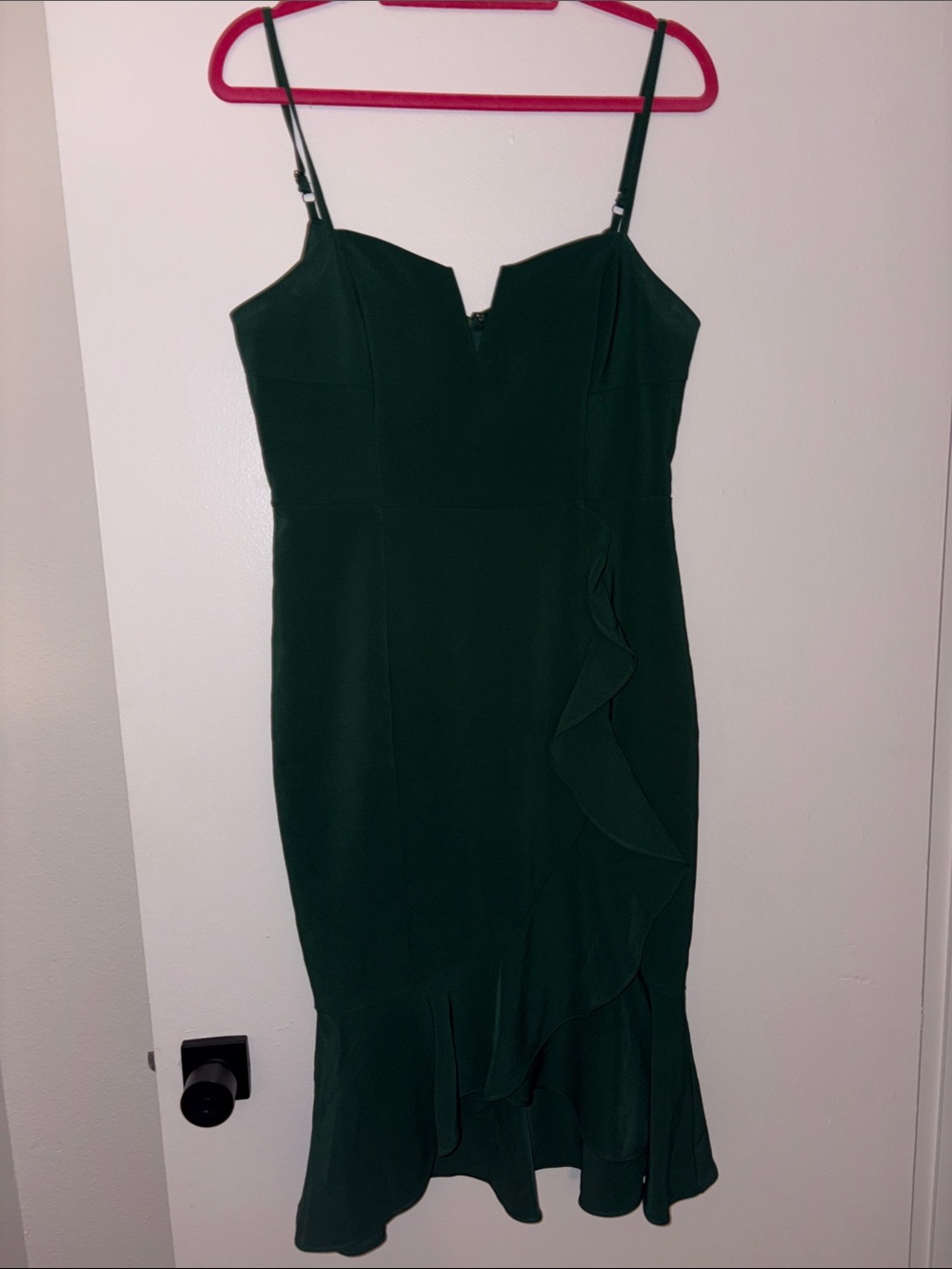 Laundry By Shelli Segal Dark Green Ruffle Midi Dress